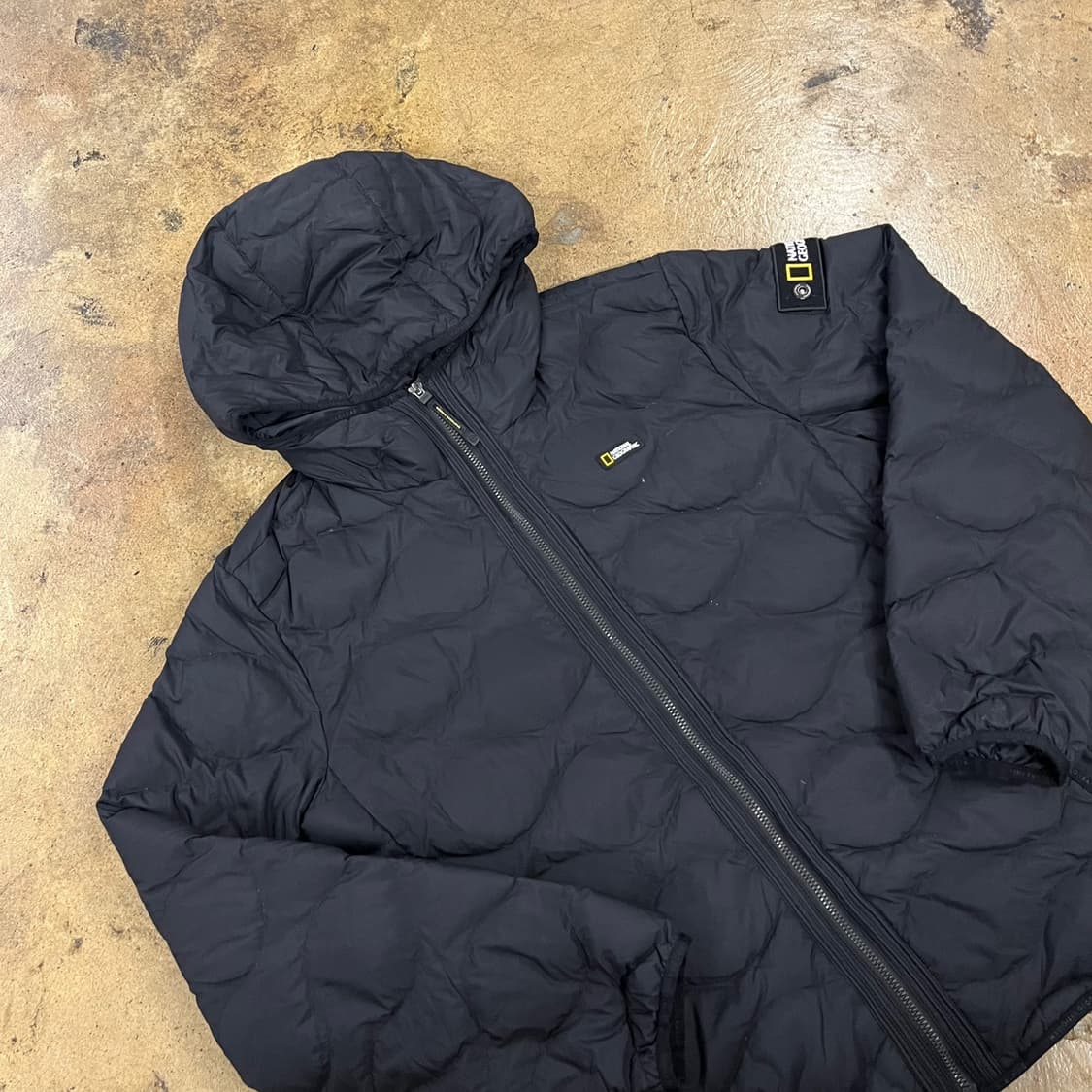[정품/L] 내셔널지오그래픽 블랙 패딩 후드 점퍼 b12 상품이미지1