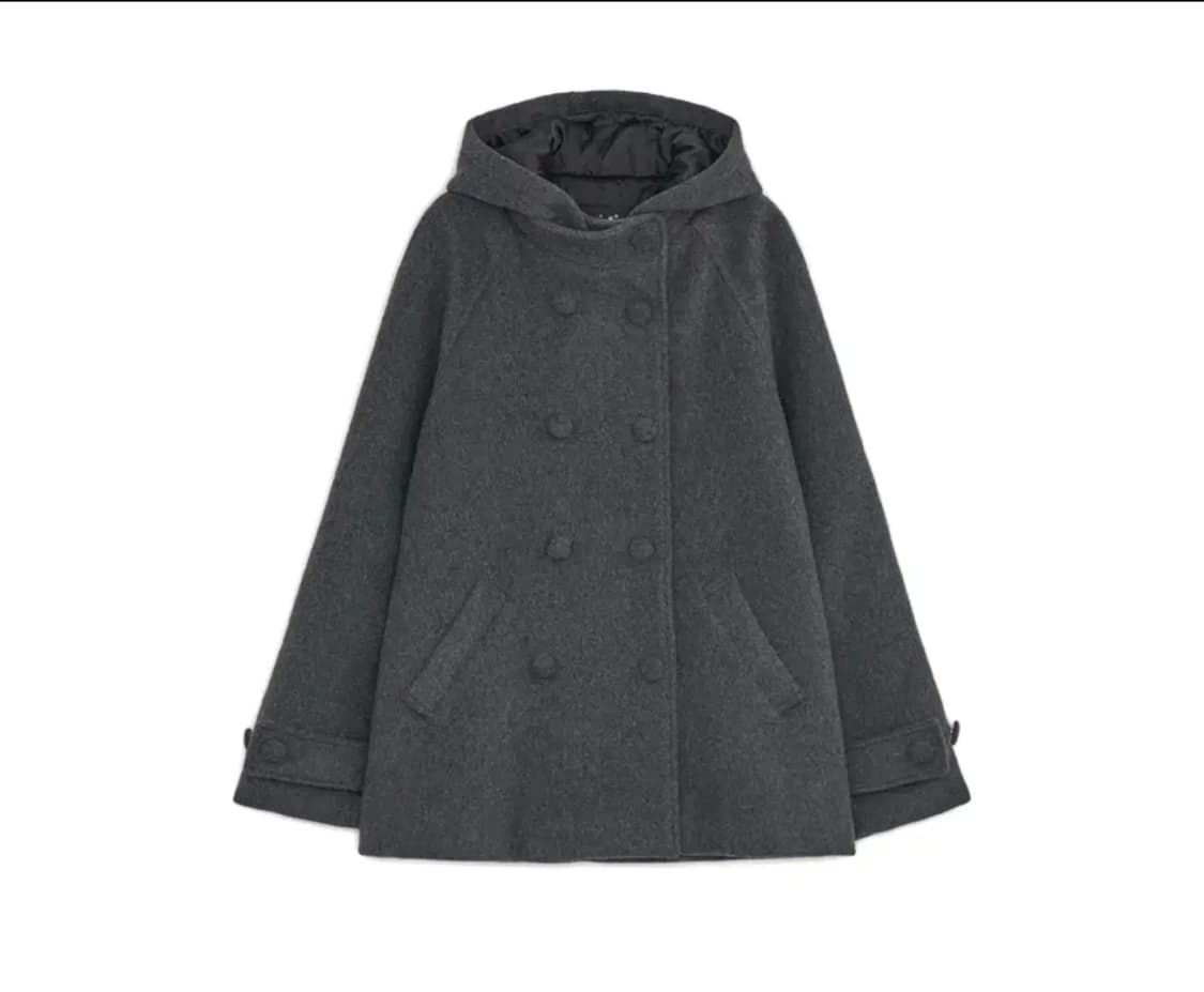 허그유어스킨 후드 하프코트 차콜 상품이미지2