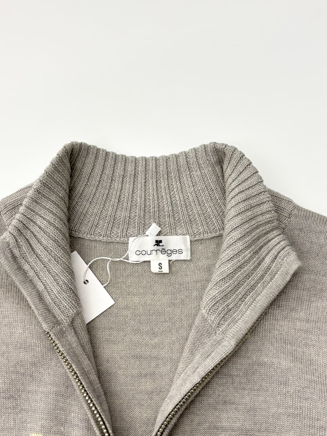 Courreges 꾸레쥬 로고 그레이 니트 집업 상품이미지6