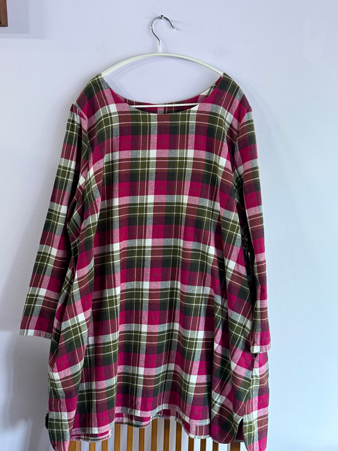 겨울 그린핑크체크 원피스 상품이미지8