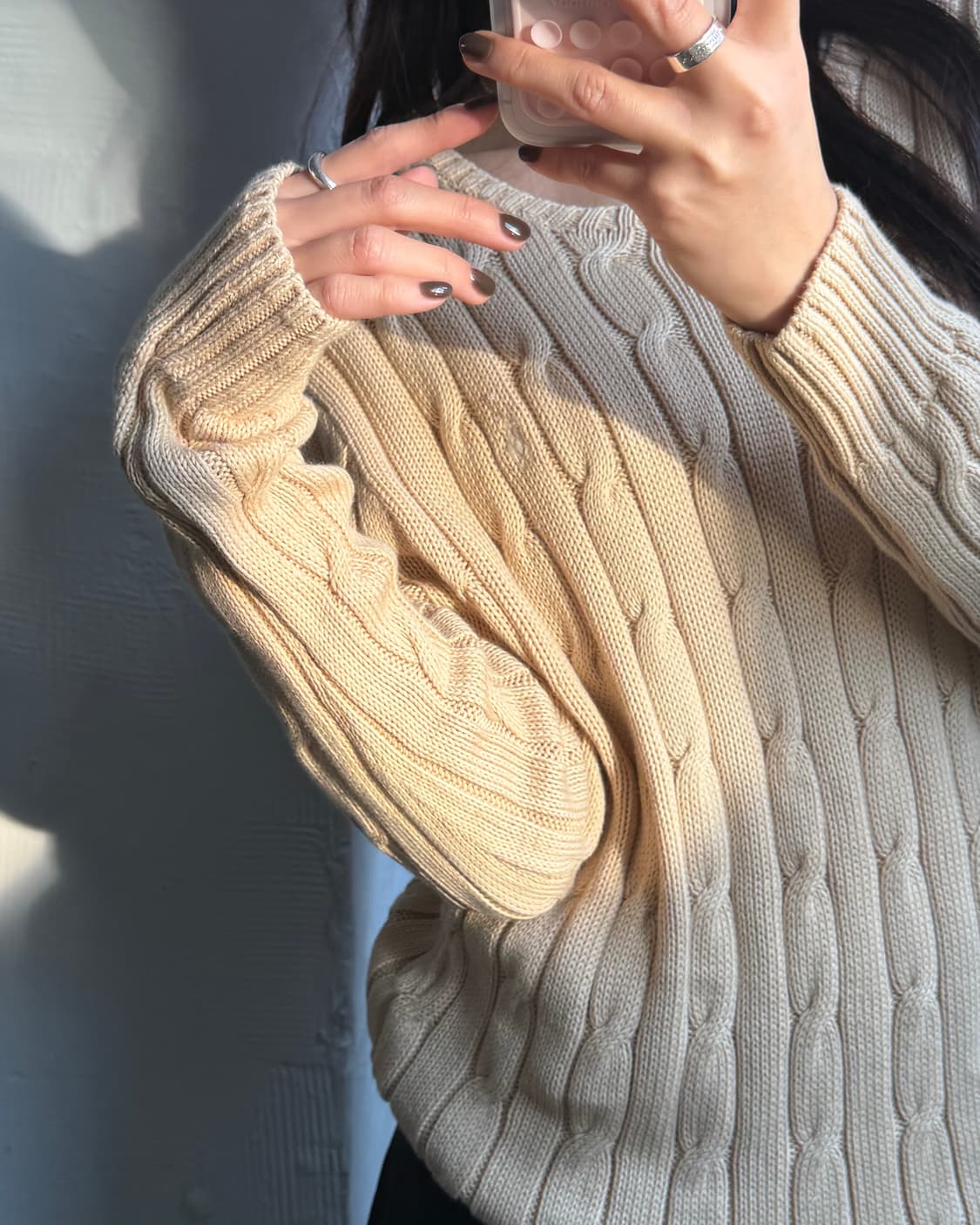 Polo 폴로 랄프로렌 신형 피마코튼 라이트베이지 케이블 니트 상품이미지1