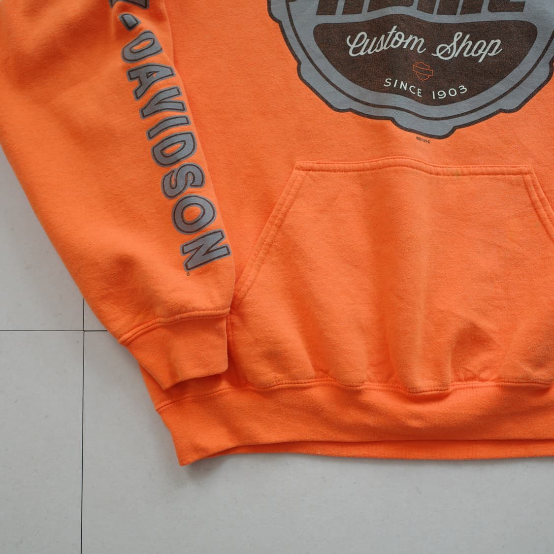 할리데이비슨 오렌지 후드티 양팔프린트 상품이미지4