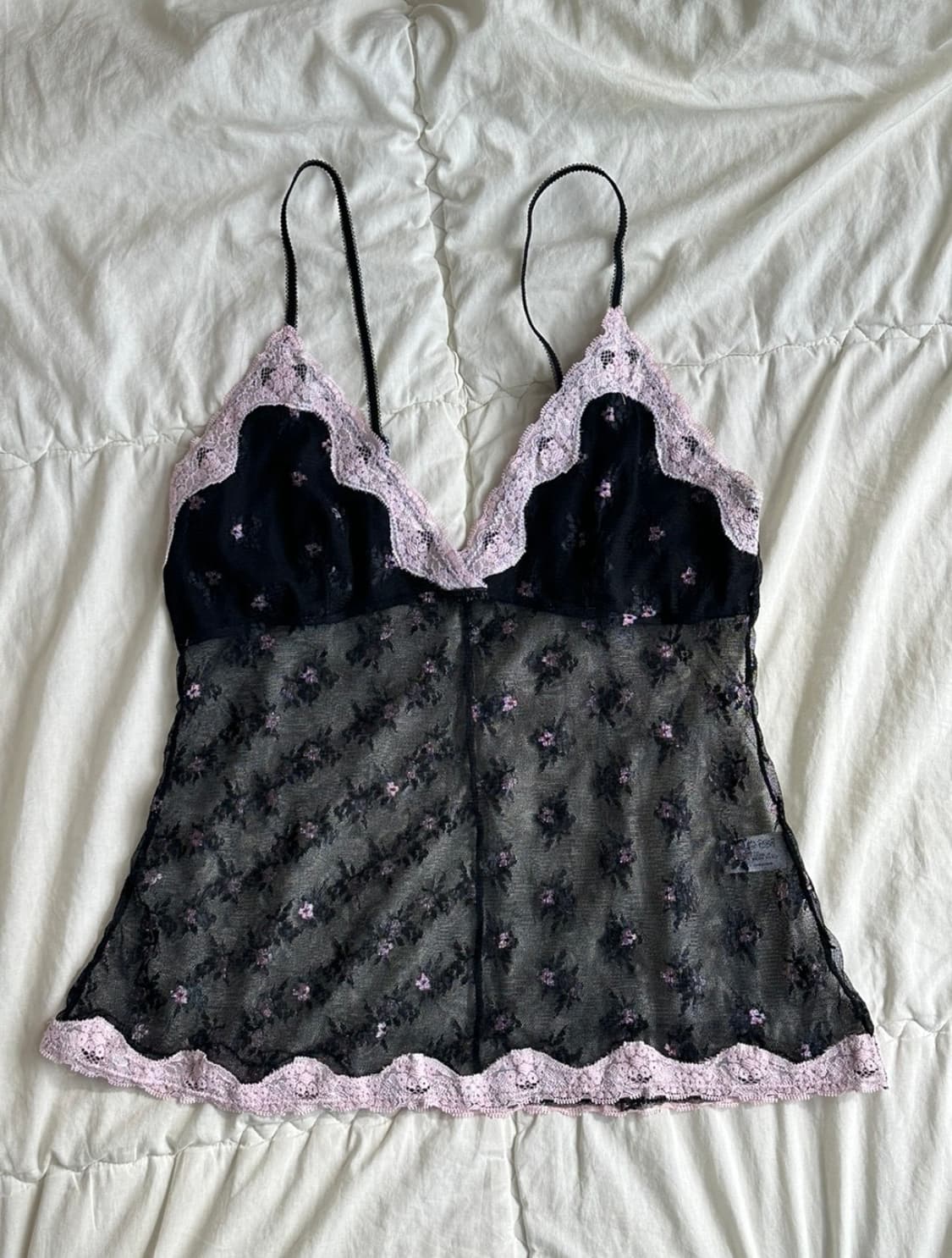 블랙핑크 시스루 슬리브리스 슬립 탑 상품이미지1