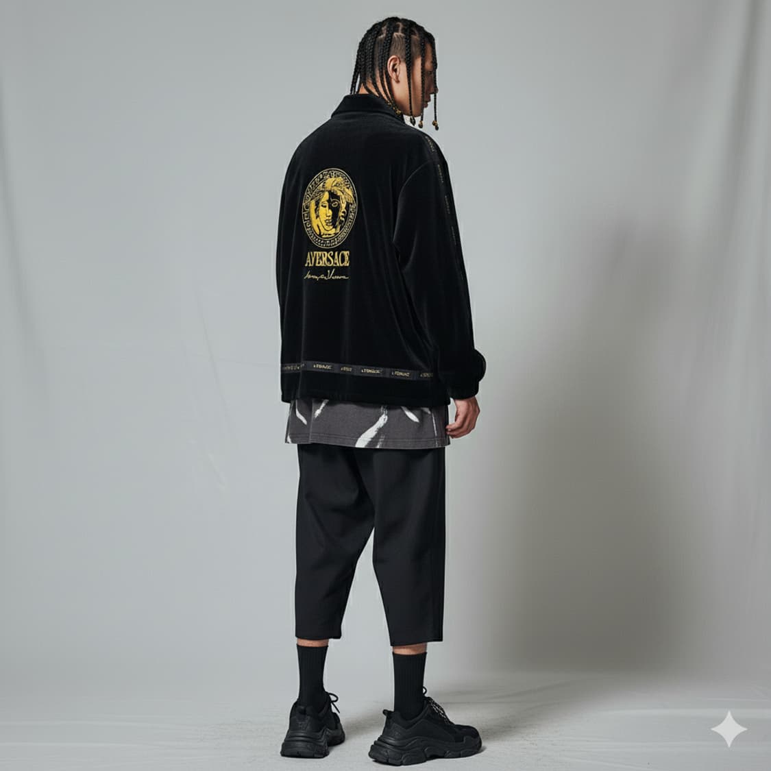 알프레도 베르사체 90s 금장 빅로고 벨벳 트랙탑 상품이미지2