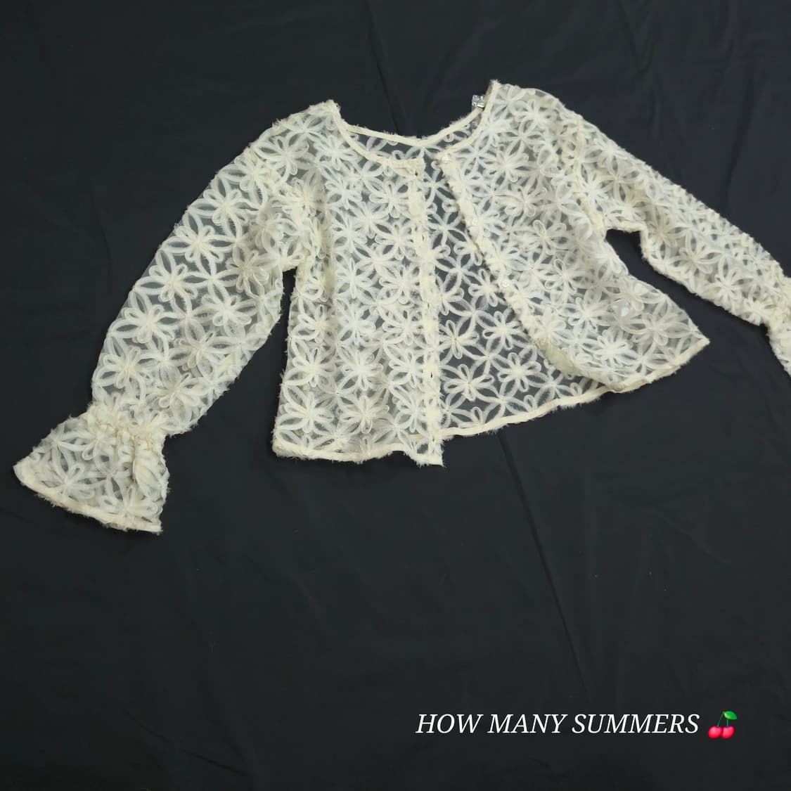 ​Y2K 빈티지 화이트 펀칭 레이스 가디건 발레코어 룩 페미닌 시스루 탑 상품이미지2