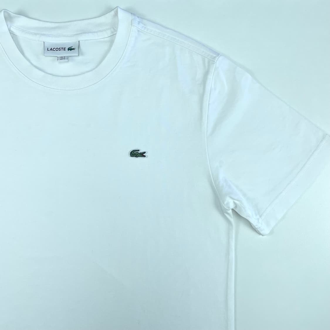 라코스테 화이트 라운드 반팔 티셔츠 S 상품이미지4