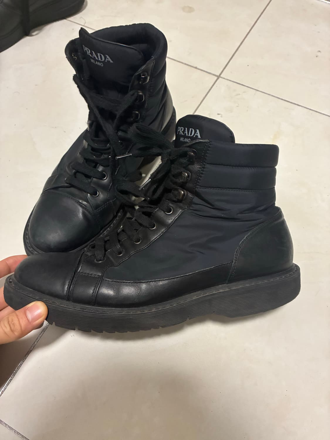 프라다 레더 하이탑 uk 9 상품이미지2