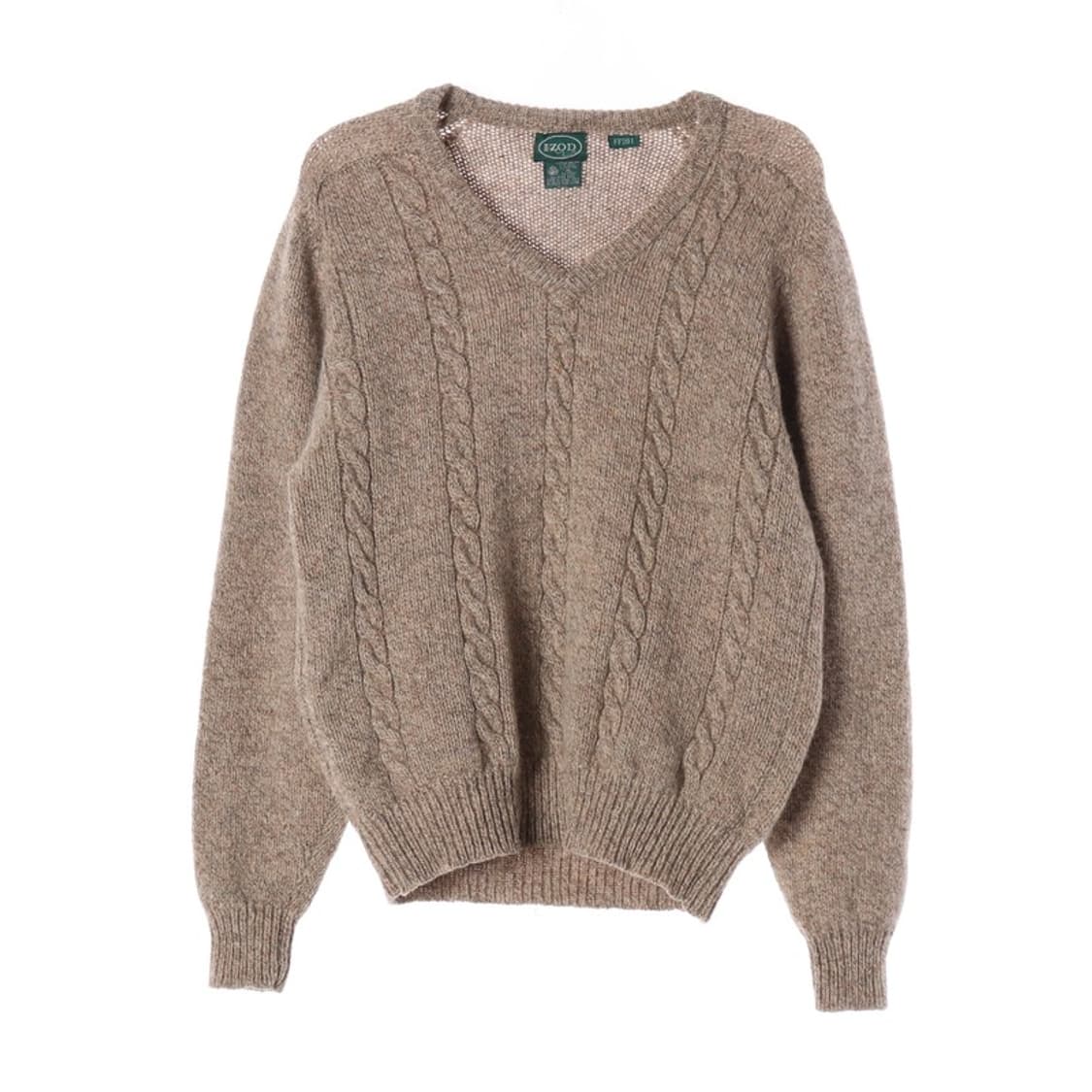 IZOD 90s 빈티지 퓨어 울 케이블 브이넥 니트 XL 상품이미지1