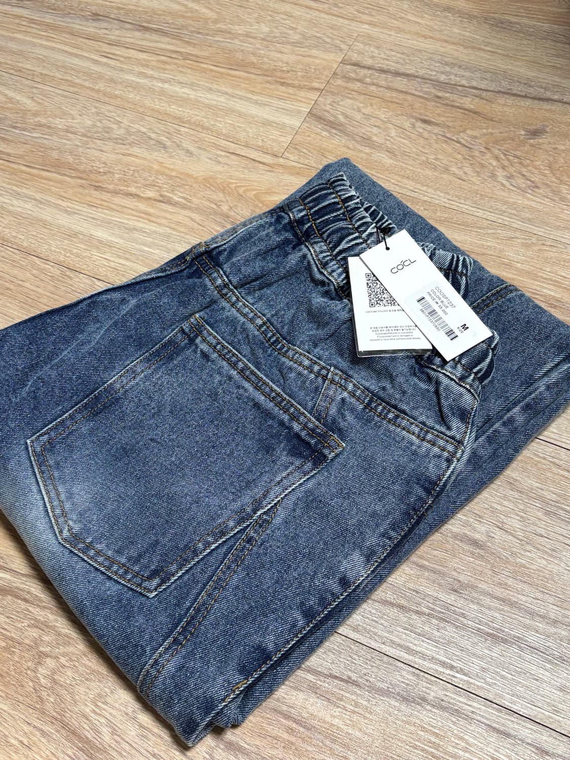새상품 커스텀어클락 커브드 밴딩 데님 팬츠 블루 M 상품이미지2