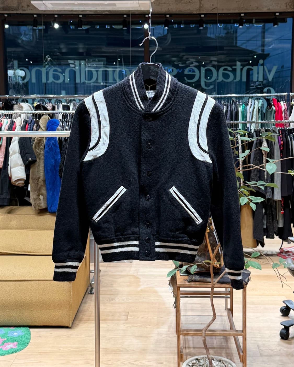 생로랑 블랙 울 테디 바시티 자켓 상품이미지1