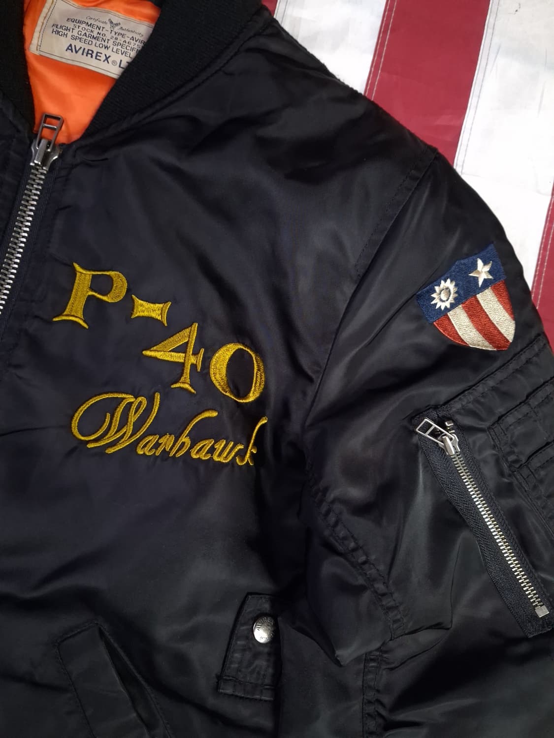 오리지날 아비렉스 플라잉 타이거즈 자수 MA-1 항공자켓 상품이미지2