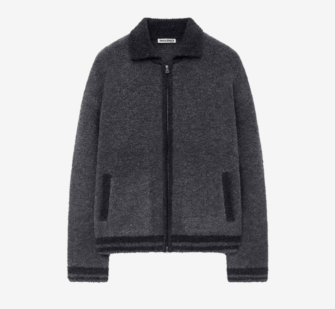 인사일런스 콘트라스트 부클 집업 카디건 CHARCOAL L사이즈 상품이미지1