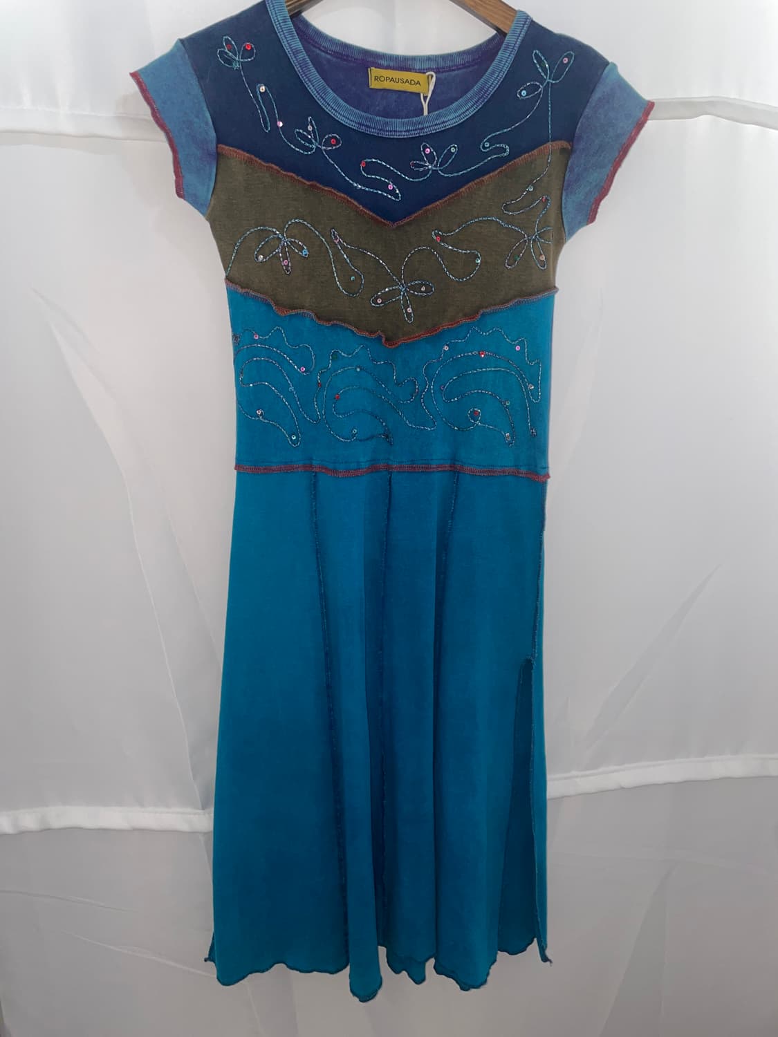 자수 비즈 탑 원피스  블루 2 상품이미지1