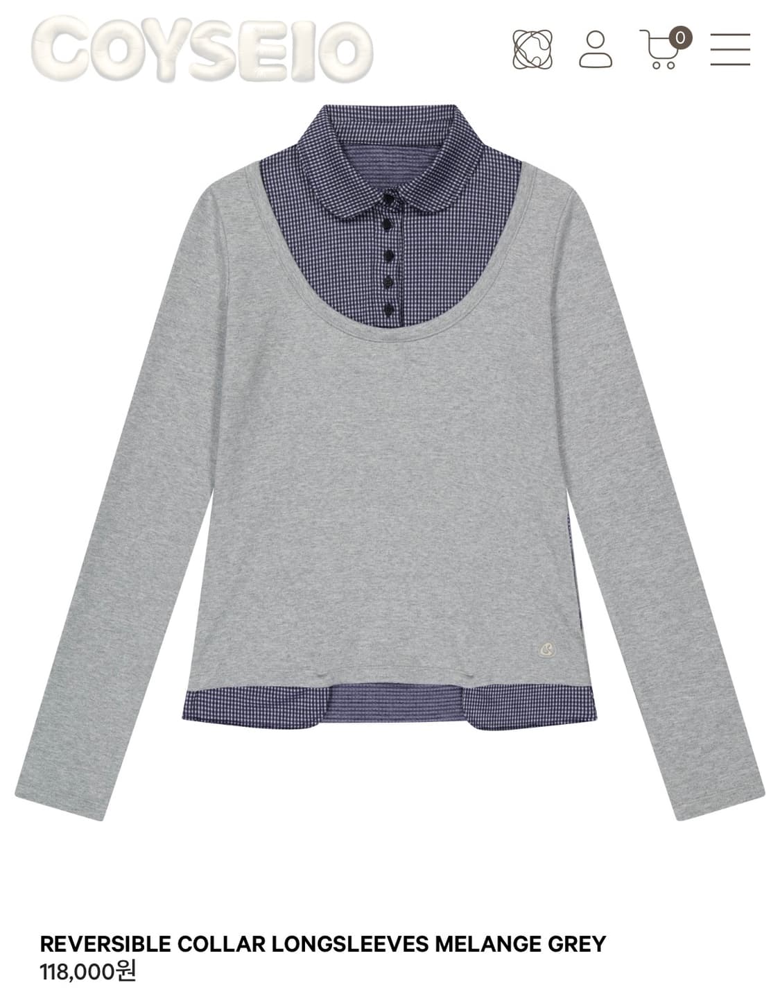 코이세이오 REVERSIBLE COLLAR LONGSLEEVES MELA 상품이미지1