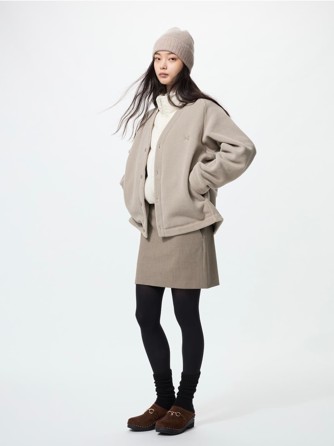 유니클로 니들스 콜라보 후리스오버사이즈 가디건 (베이지/3XL) 상품이미지2