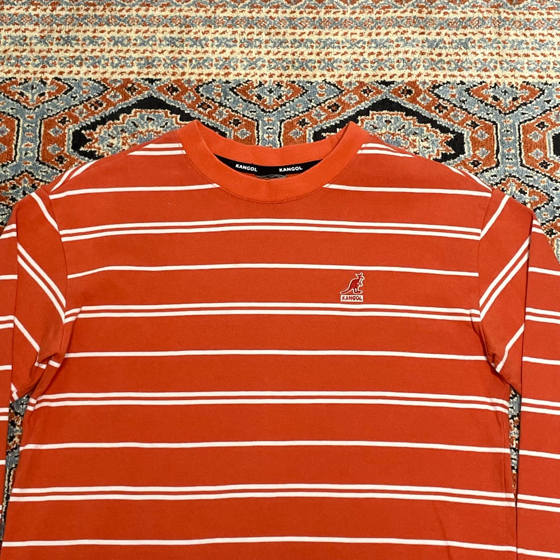 캉골 스트라이프 오렌지 긴팔 티셔츠 여성XS 상품이미지2
