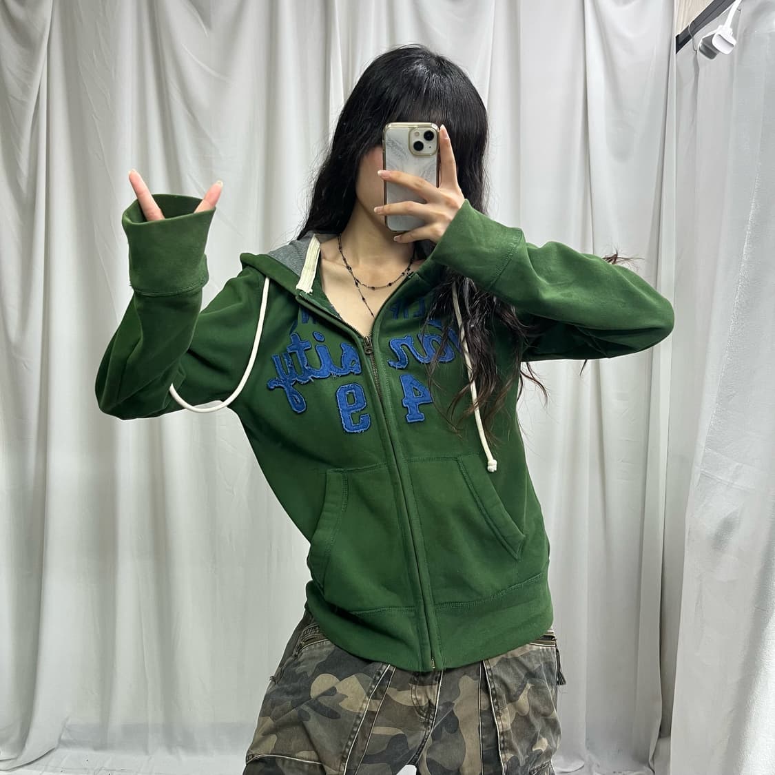 Who.A.U green hood zip-up 상품이미지2