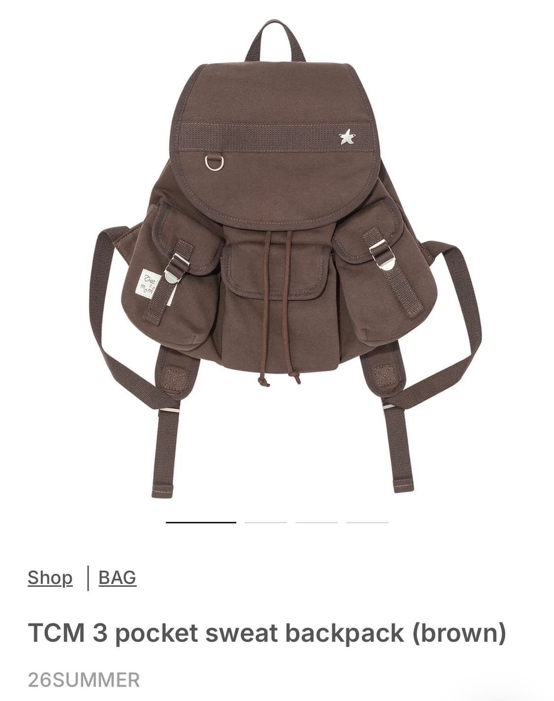 3 pocket sweat backpack (brown) 상품이미지1