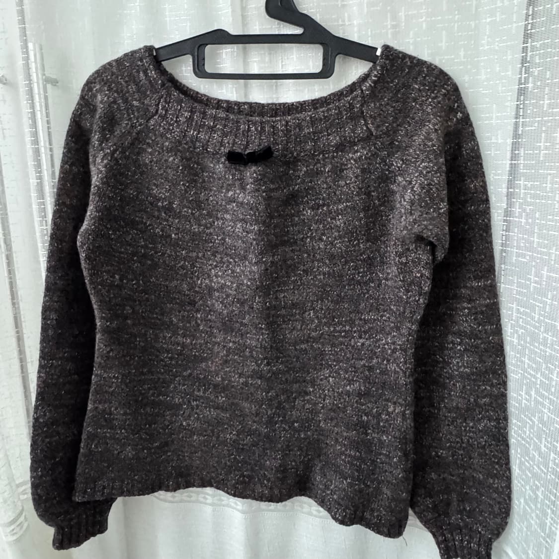 올리브데올리브 다크브라운 멜란지 리본 니트 55 상품이미지1