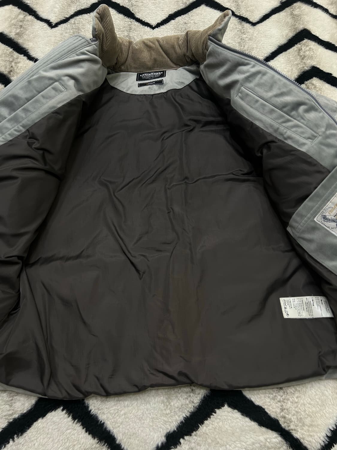 [M]프리즘웍스 벨벳 구스 다운패딩/라이트그레이 상품이미지3