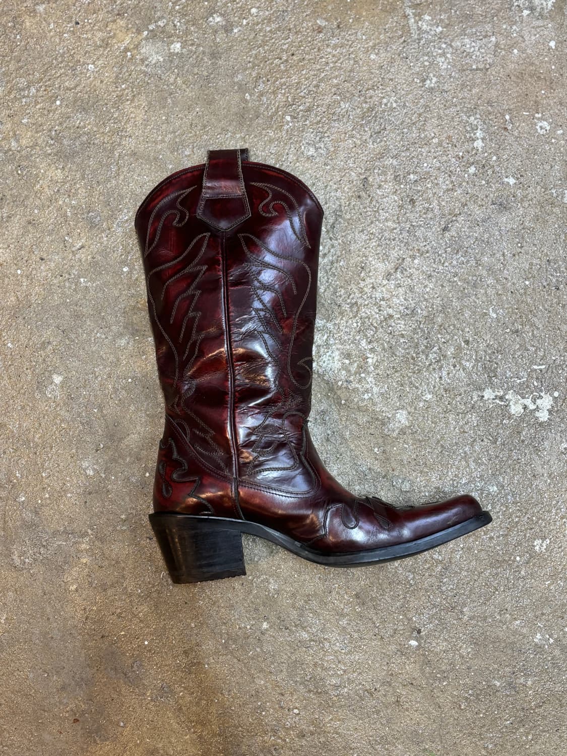 빈티지 웨스턴 부츠 버건디 상품이미지4