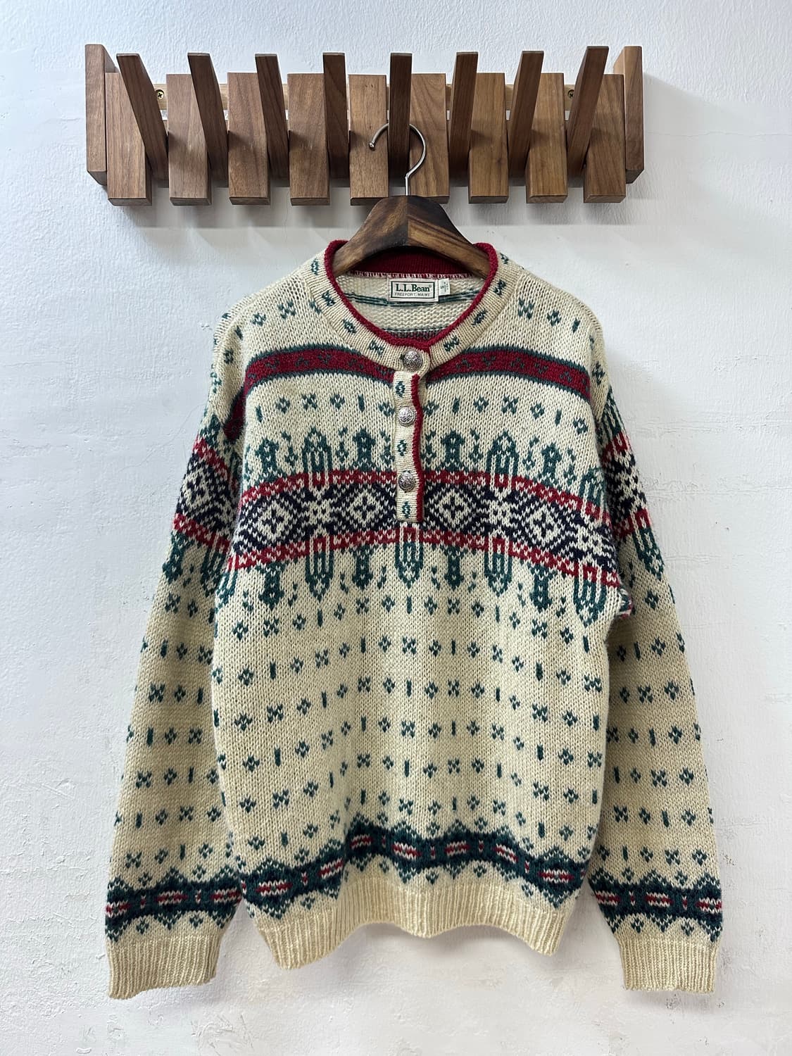 L.L.Bean 엘엘빈 페어아일 헨리넥 울 니트 스웨터 상품이미지1