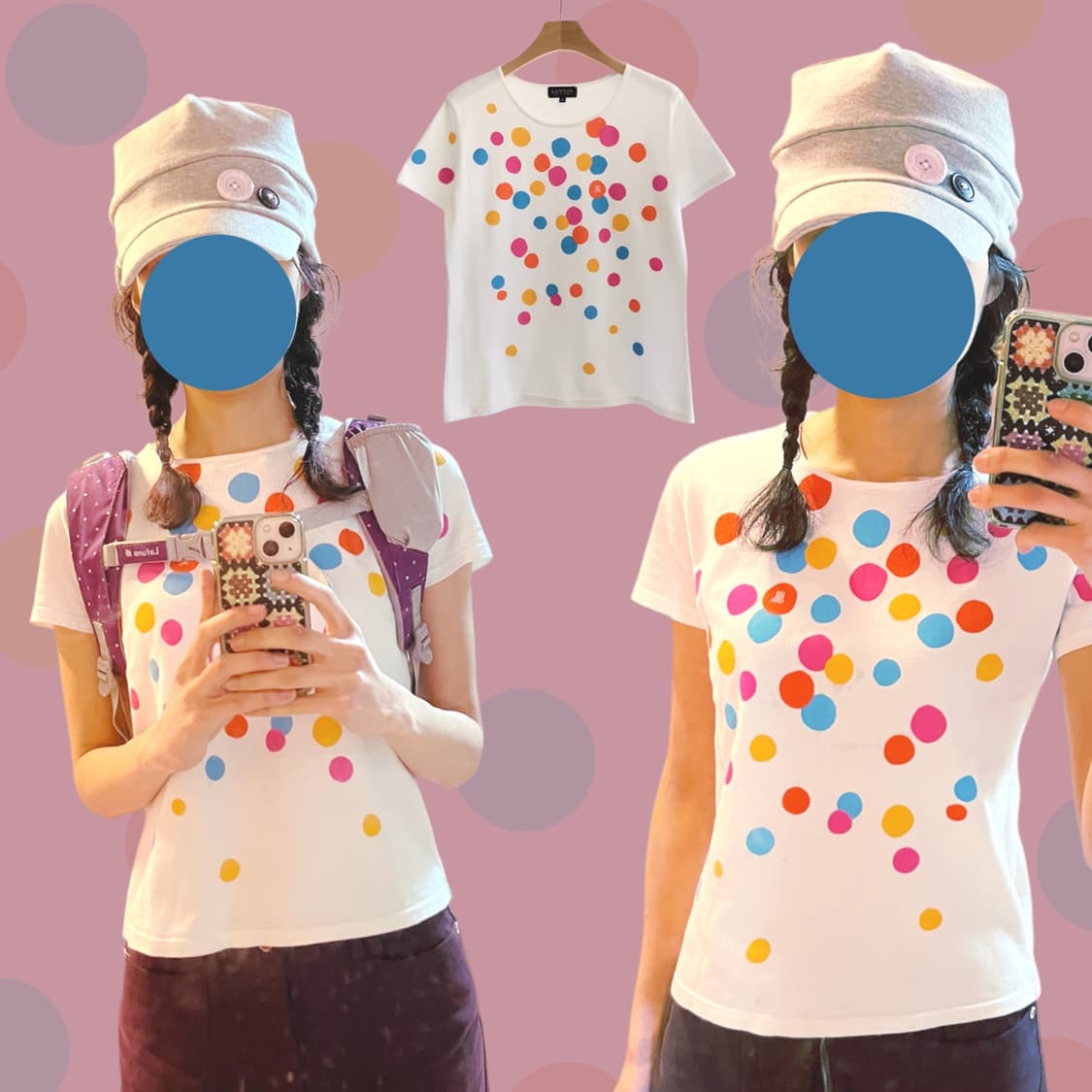 도쿄 빈티지걸의 랑방 땡땡이 티셔츠 상품이미지1