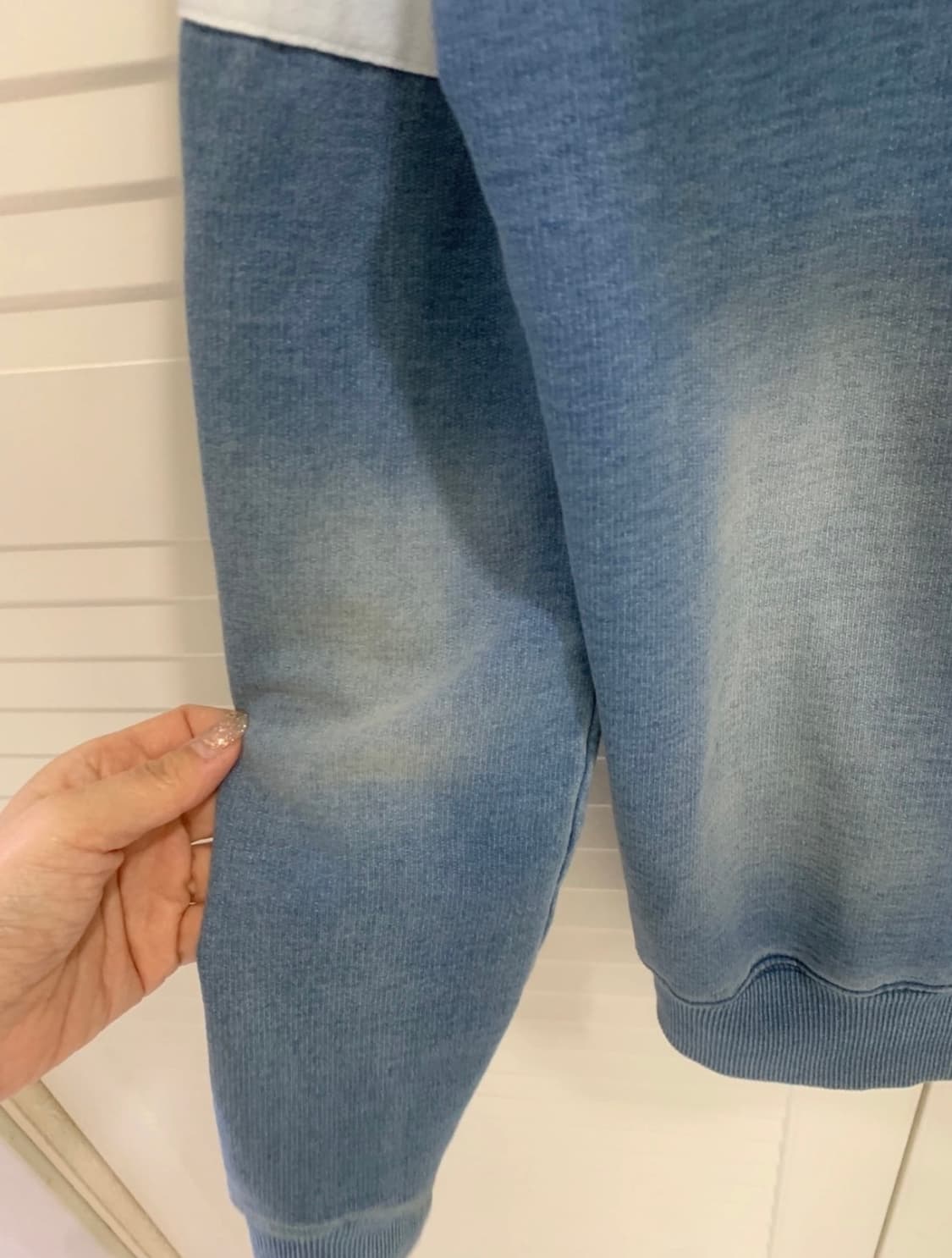 일본구입 스웻데님 래글런 후드집업 워시드블루 후디 후드티 상품이미지9