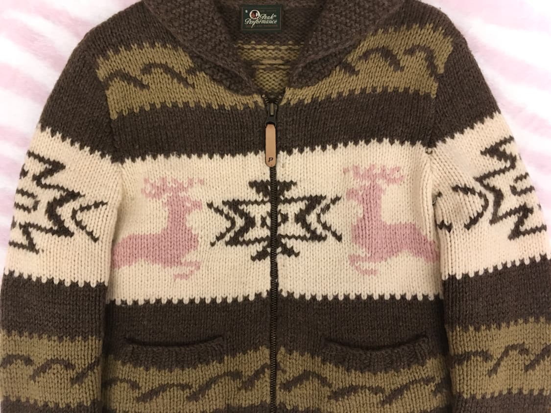 카키핑크 사슴 노르딕 코위찬 니트집업 모리걸 갸루 러힙 상품이미지5