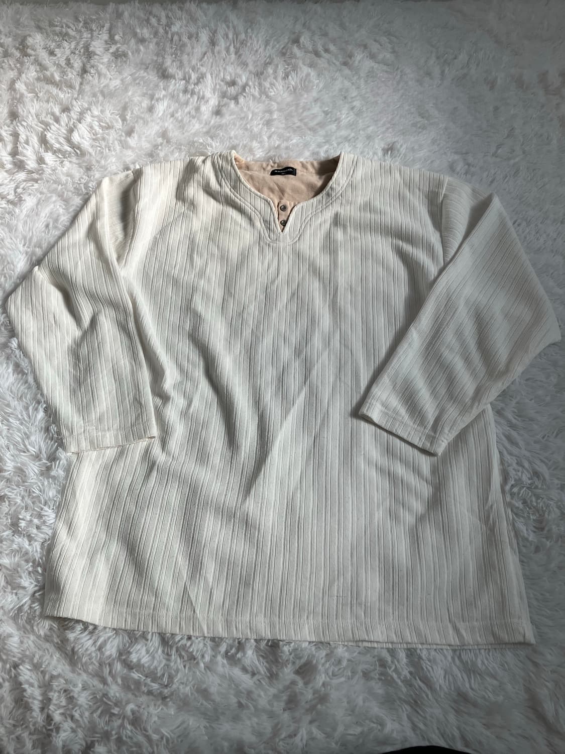 5xL 화이트 레이어드 스트라이프 긴팔 y2k 스트릿 갸루 펑키 일본빈티 상품이미지1