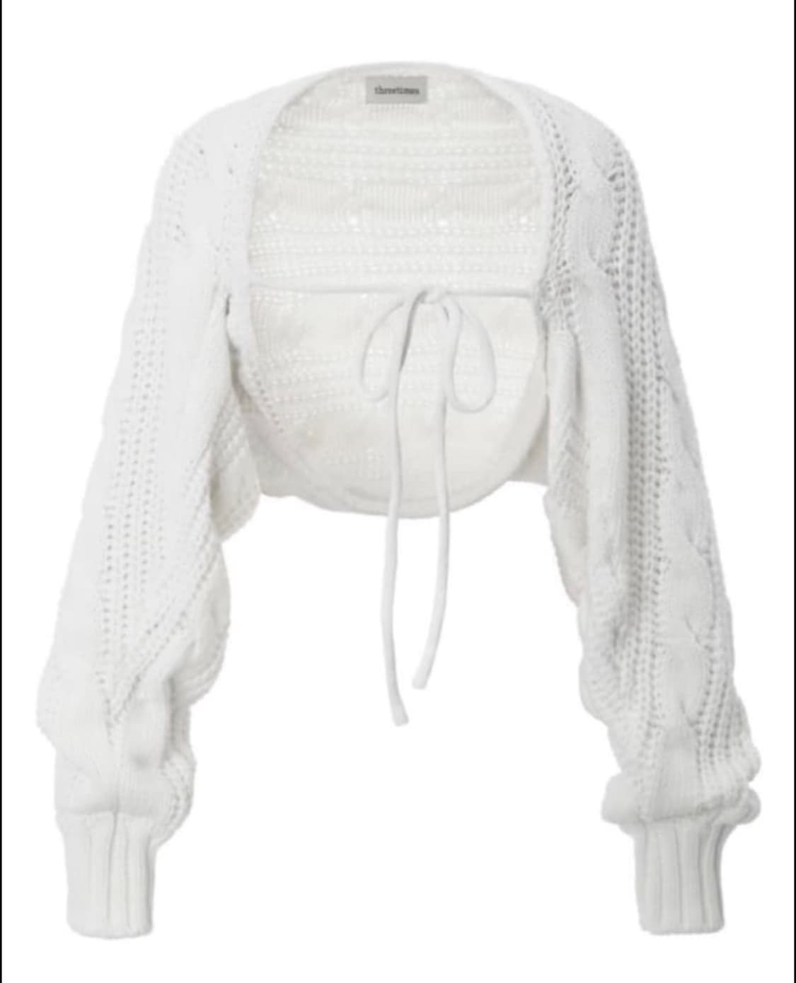 급처) 쓰리타임즈 쓰탐 케이블 볼레로 화이트 상품이미지1