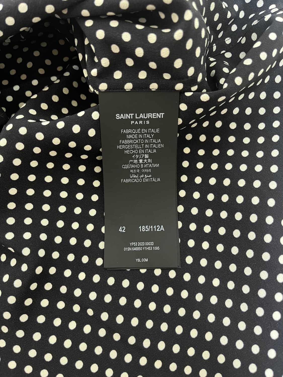 [42] 생로랑 폴카 도트 셔츠 블랙 새상품 상품이미지8
