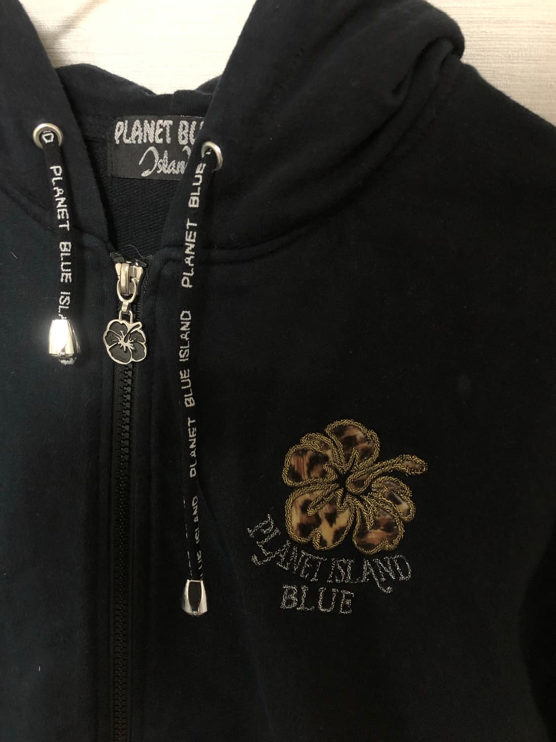 planet blue 갸루 호피 후드 집업 상품이미지3