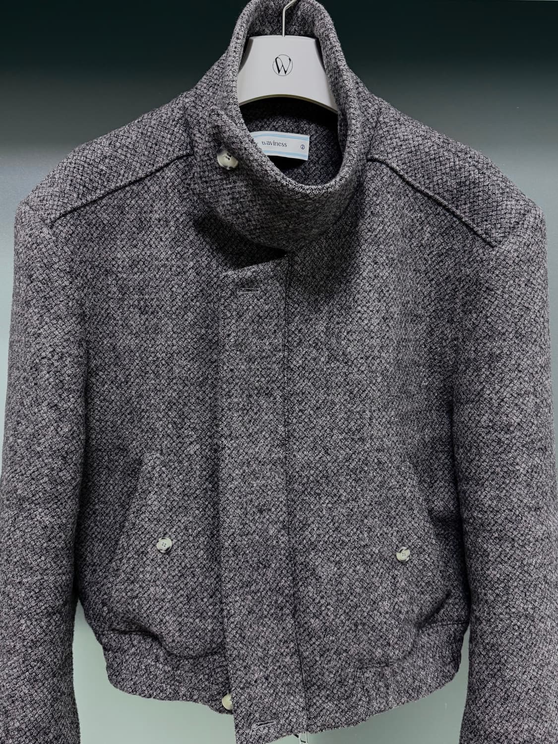 웨이비니스 하이넥 자켓 그레이 상품이미지4