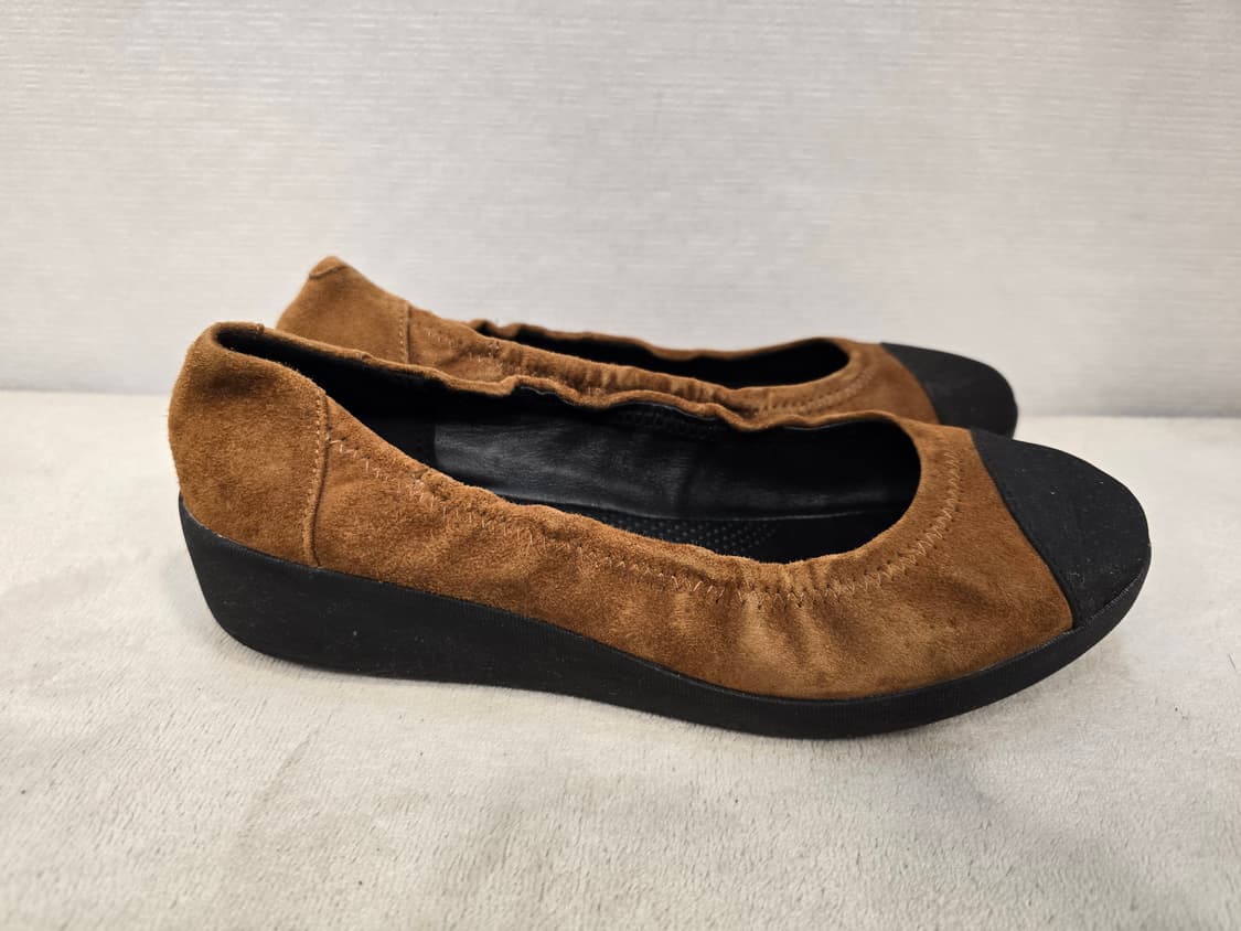 핏플랍 발레리나 플랫 슈즈 스웨이드 브라운/블랙 37 (235) 상품이미지3