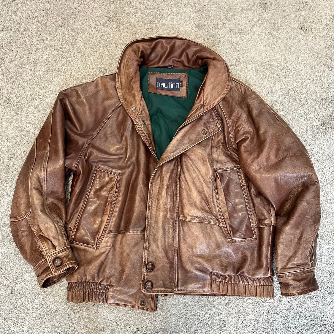 노티카 90s 브라운 양가죽 봄버 자켓L 상품이미지9