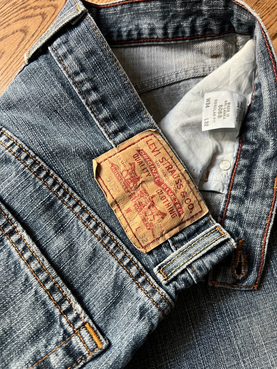 [34]00's 리바이스 USA 505 빈티지 워싱 스트레이트 데님 팬츠 상품이미지6