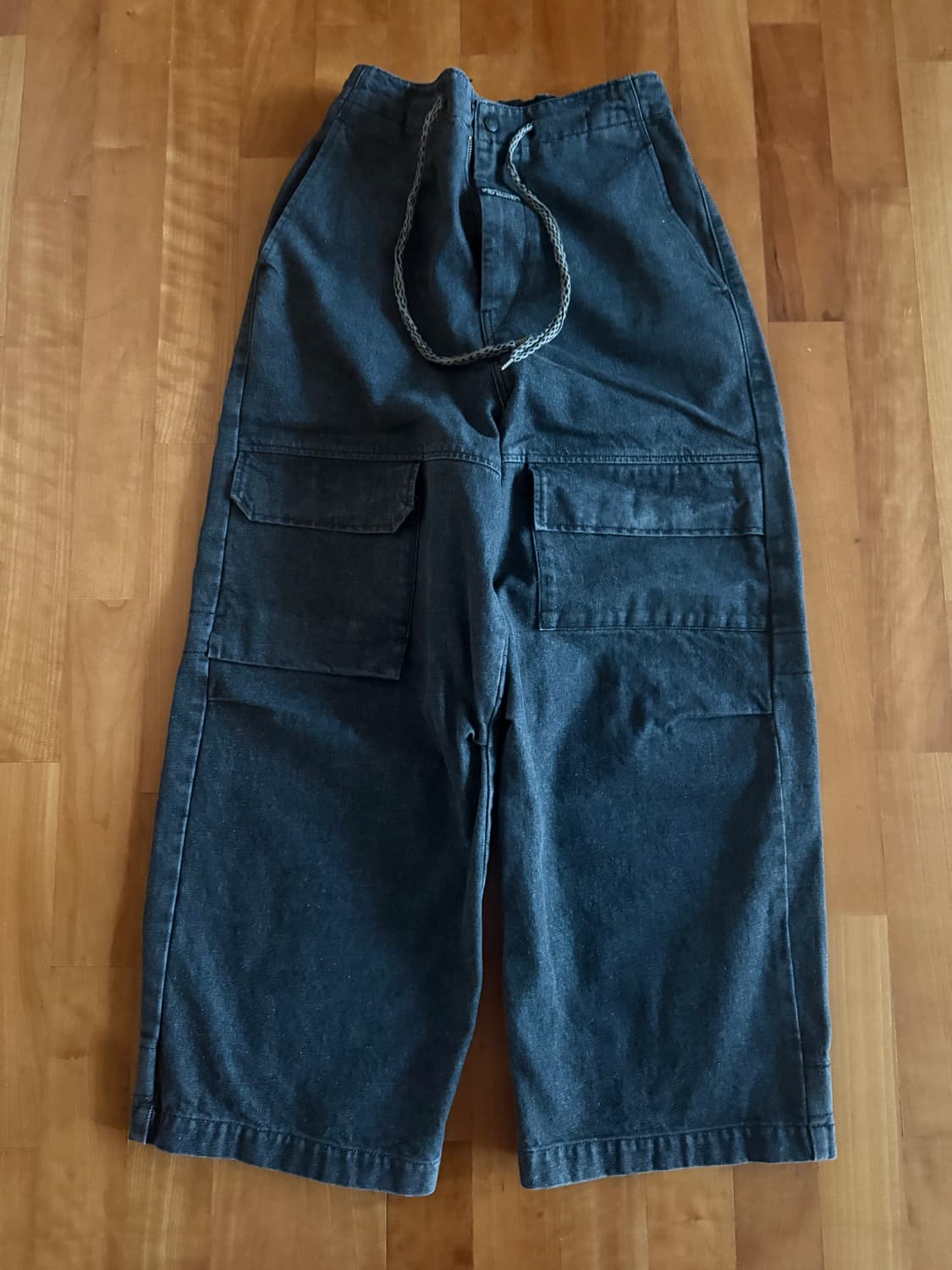 캐피탈 14온즈 블랙 X 키나리 데님 셔벨 버기 팬츠 블랙 키나리 상품이미지2