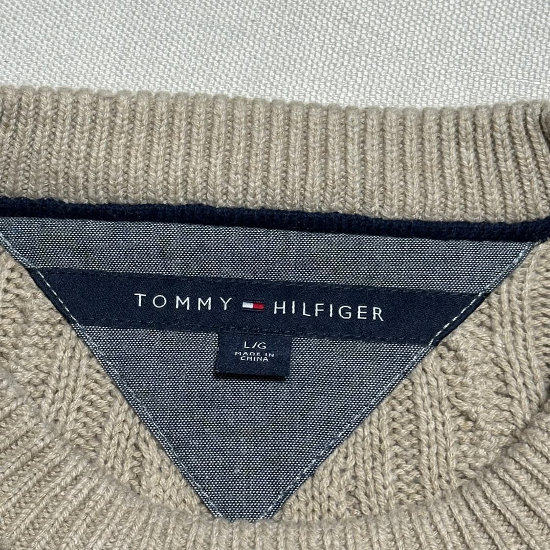 L 타미힐피거 베이지 케이블 니트 상품이미지4