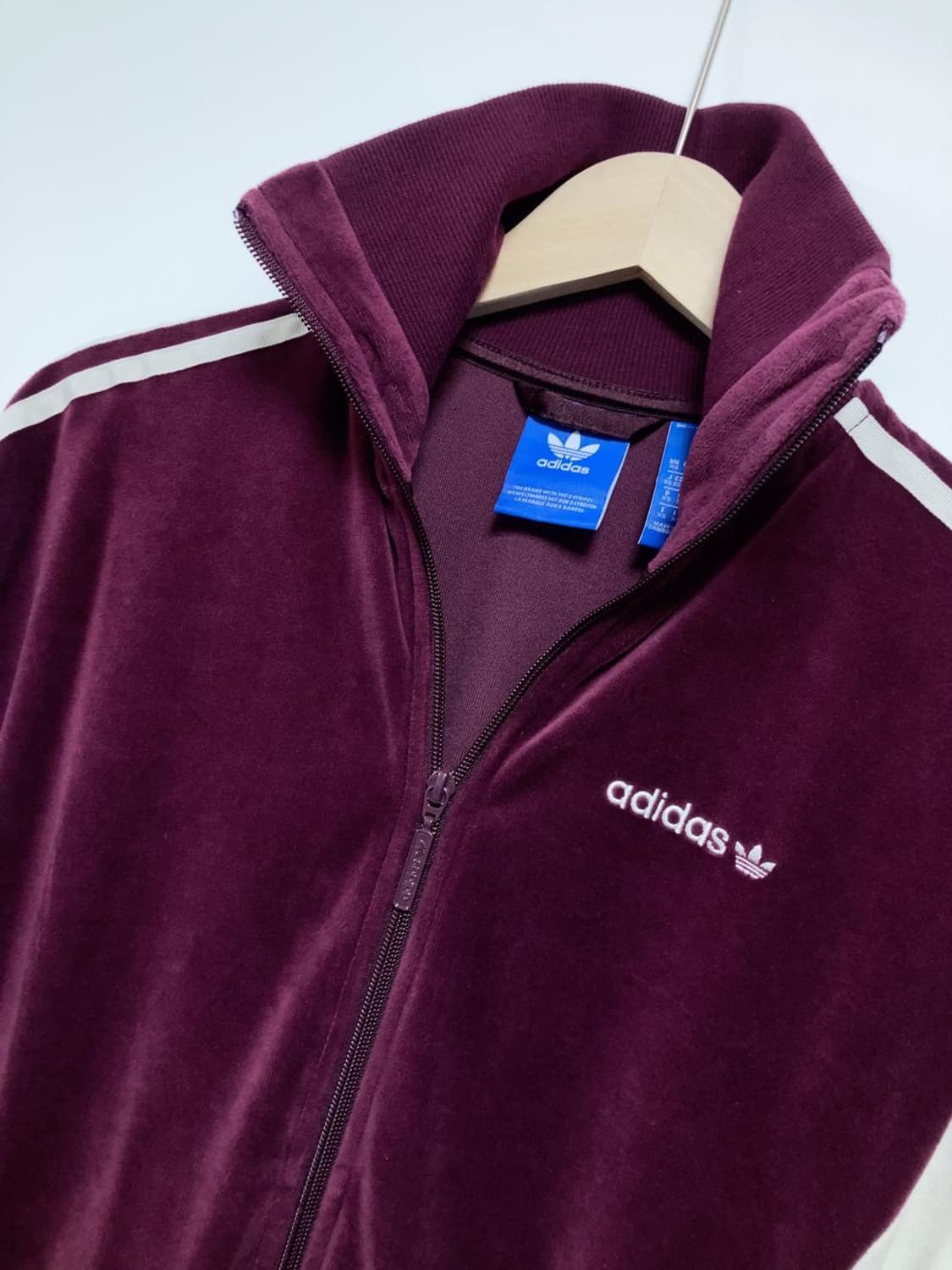 아디다스 벨벳 버건디 져지 와인 자켓 집업 트랙탑 상품이미지2