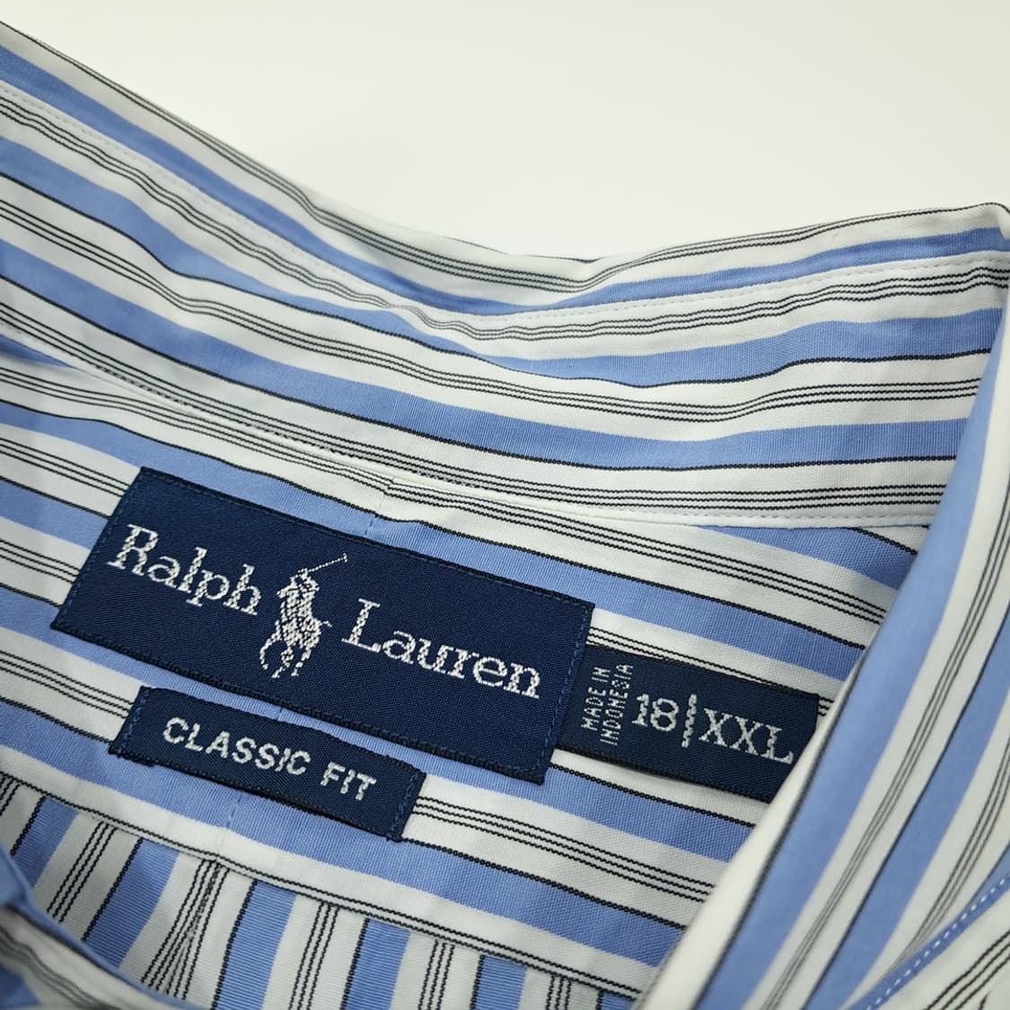 CL618 2XL 폴로 코튼 스트라이프 버튼다운 블루 셔츠 남방 상품이미지3