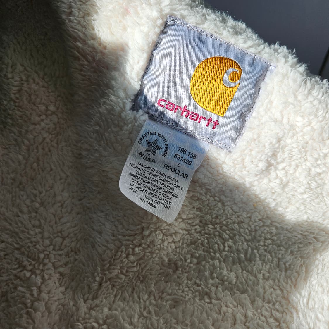 칼하트 빈티지 핑크 양털 후드집업 쉐르파 액티브자켓 워크자켓 남녀공용 L 상품이미지4