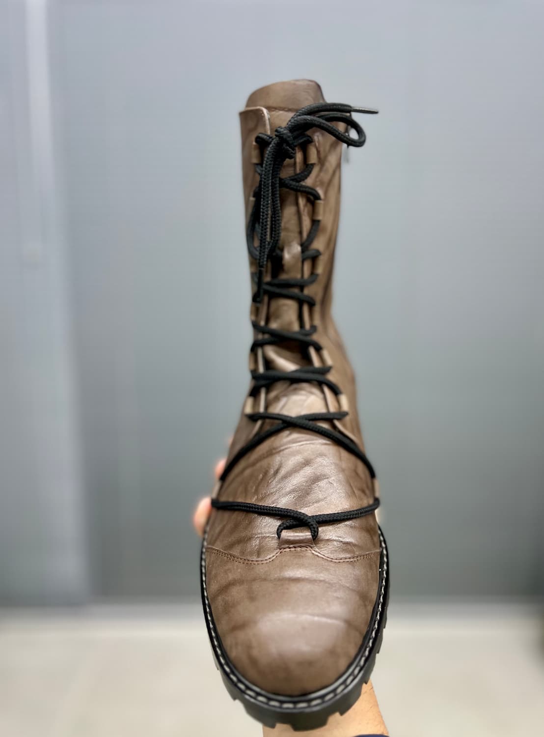링클 포인트  레이스 업 가죽 부츠 270 상품이미지3