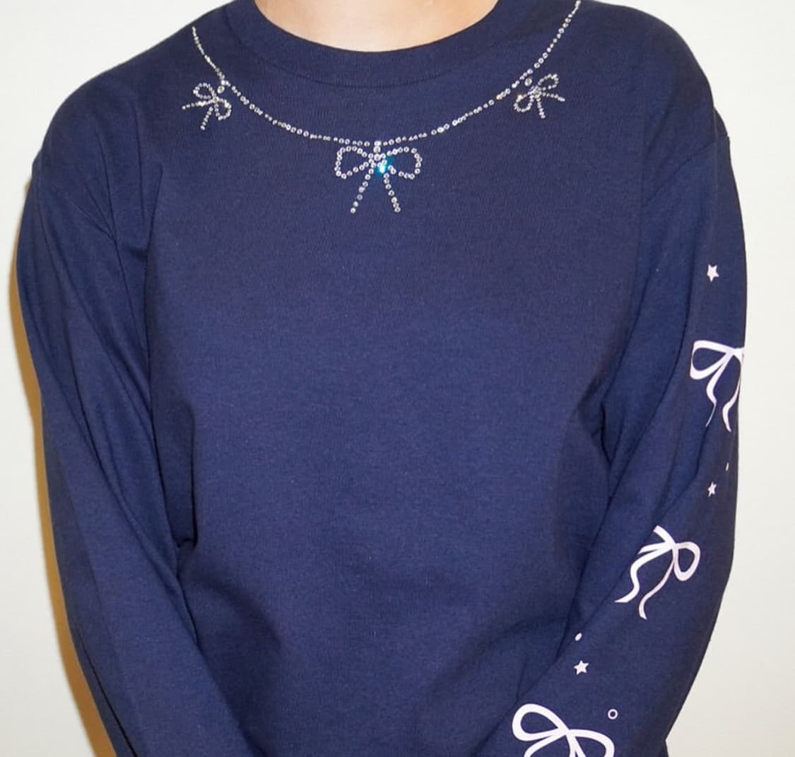 카케키코쿠 bow necklace 롱슬리브 네이비 상품이미지1