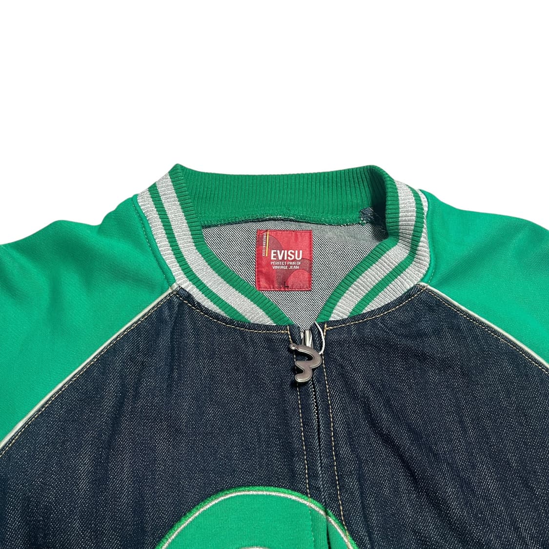 에비수 데님 배색 올드스쿨 빅로고 집업 자켓  상품이미지3