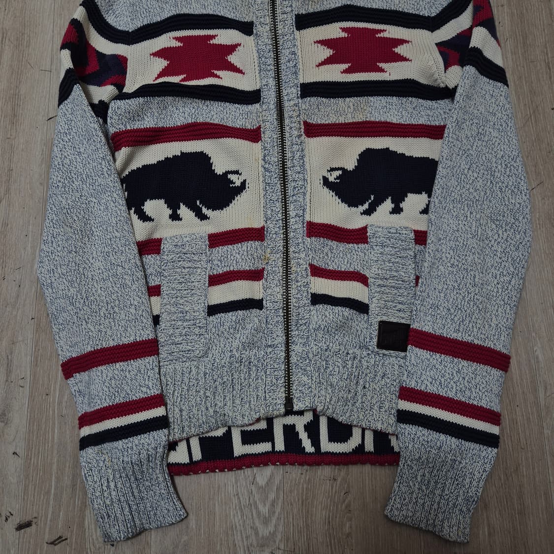 슈퍼드라이 드라이굿즈 아즈텍 코위찬 니트 집업 가디건 M(95) 상품이미지3