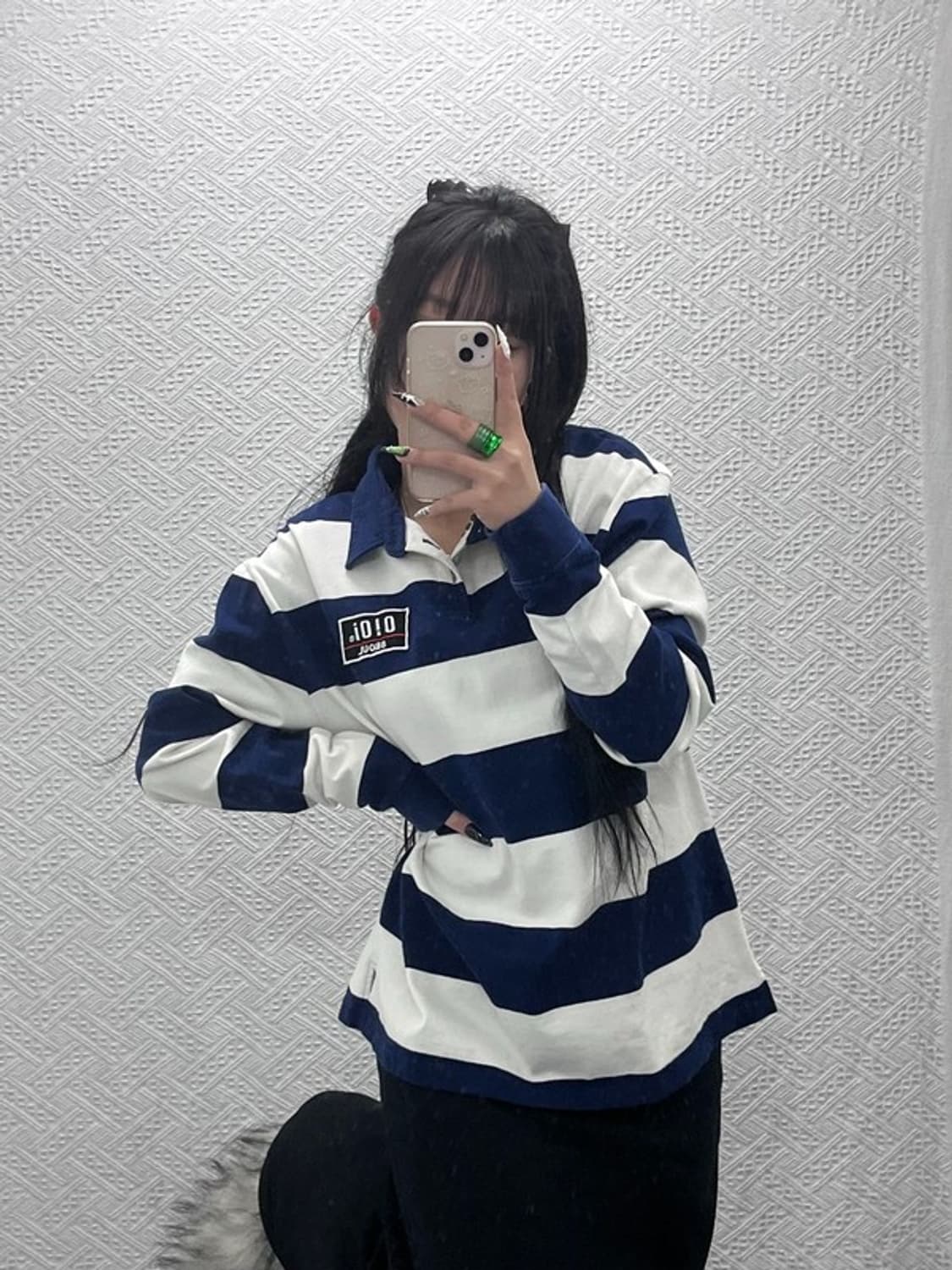 OIOI 오아이오아이 레트로 스트라이프 카라 롱슬리브 F C08646 상품이미지1