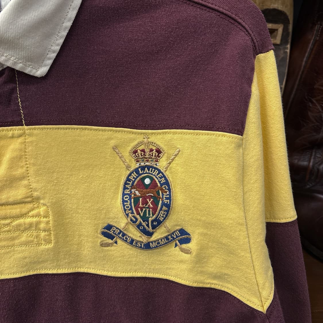 90s 폴로 재팬라인 넘버링 자수 패치 스트라이프 PK 럭비 티 N320 상품이미지6