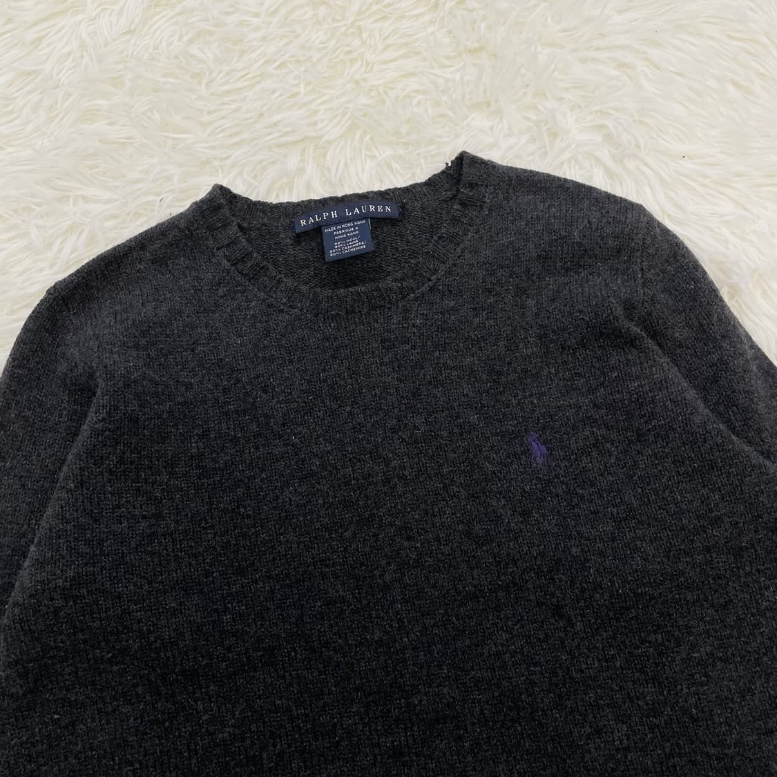 폴로 랄프로렌 포니 로고 울 라운드 니트 차콜 상품이미지3