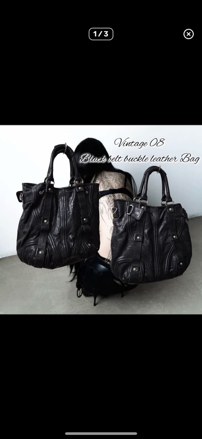 Vintage Black belt buckle leather Bag 상품이미지1